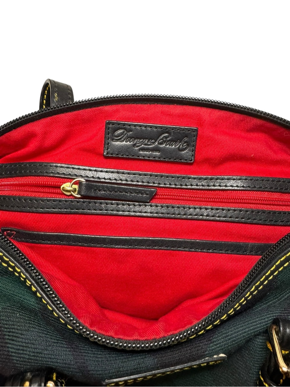 Dooney & Bourke Black Watch Plaid Canvas Satchel Crossbody Bag Blue Green - Picture 5 of 11